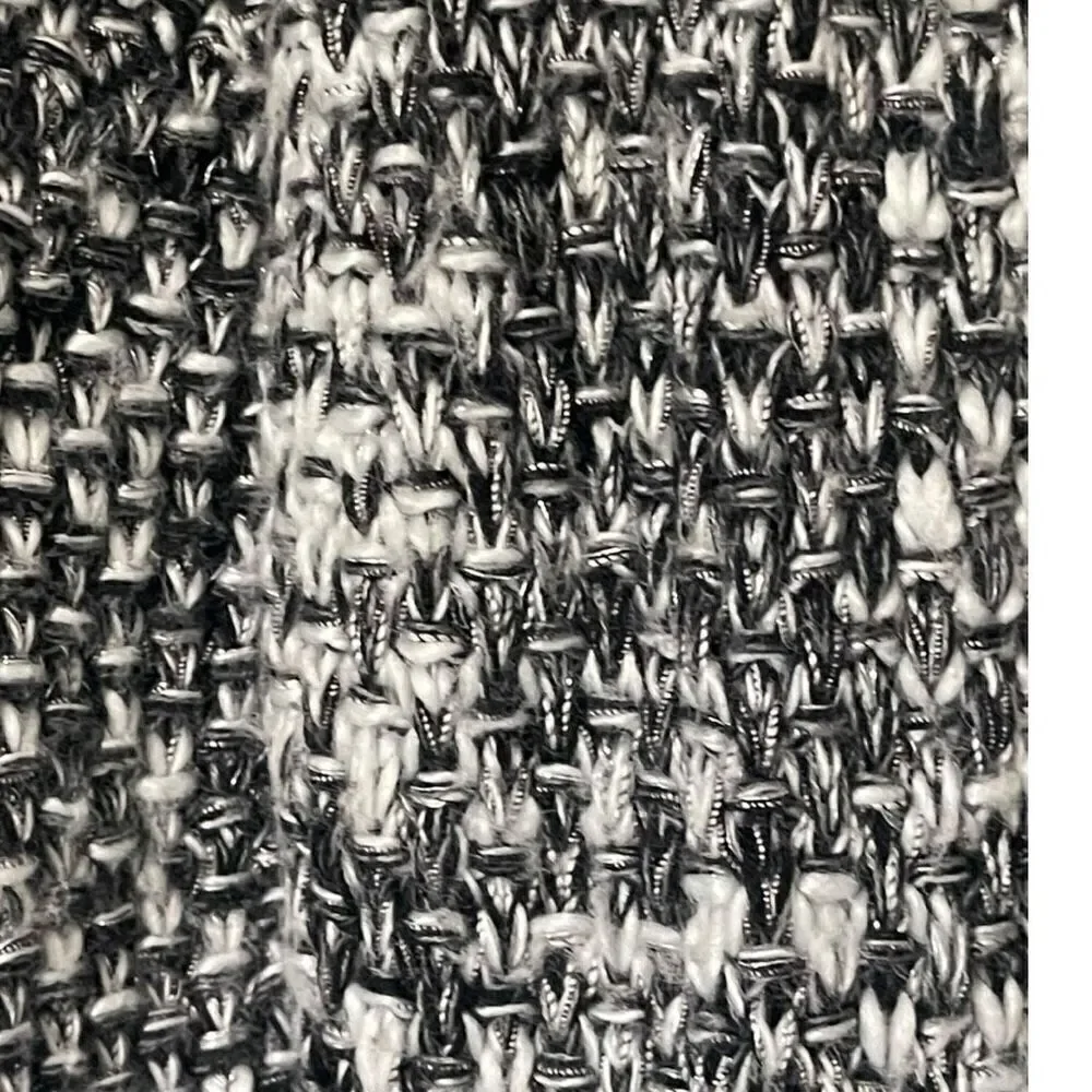 Moth Chunky Knit Cardigan Size Medium Black & White with Silver Metallic Thread